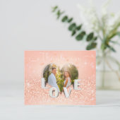 Korallenfaltendes Herz-Foto Hochzeit - Danke Karte (Stehend Vorderseite)