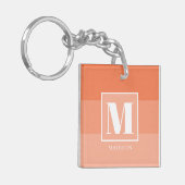 Korallenfarbblöcke Benutzerdefinierter Monogrammna Schlüsselanhänger (Vorderseite links)