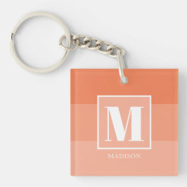 Korallenfarbblöcke Benutzerdefinierter Monogrammna Schlüsselanhänger