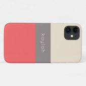 Korallenfarbblockmuster mit beliebigem Namen Case-Mate iPhone Hülle (Rückseite (Horizontal))