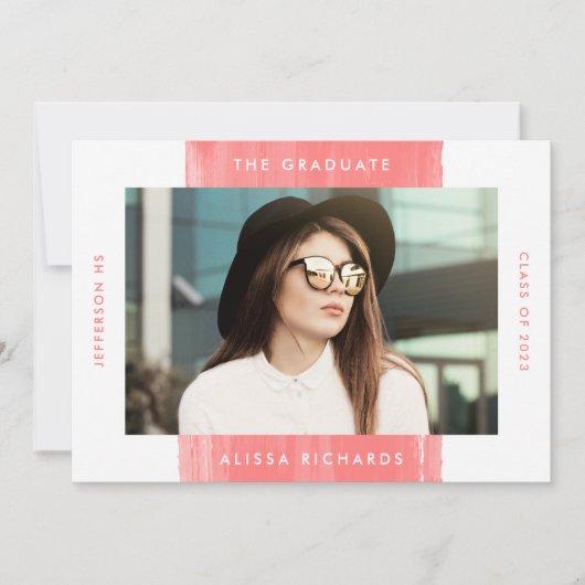 Korallenfarbe | Foto Graduation Party Einladung (Vorderseite)