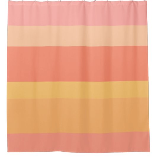 Korallenfarben Chic Lachs Pfirsichcreme Streifen Duschvorhang (Vorderseite)