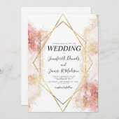 Korallenfarben - Goldrahmen Einladung (Vorne/Hinten)