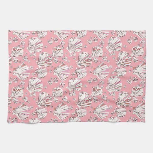 Korallenfarben, weiße und rosa Muscheln, rosa Hint Handtuch (Horizontal)