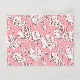 Korallenfarben, weiße und rosa Muscheln, rosa Hint Postkarte