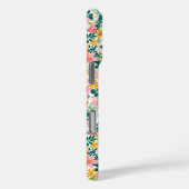 Korallenfarbene Ditsy-Blumen mit Monogramm Case-Mate iPhone Hülle (Rückseite / Rechts)