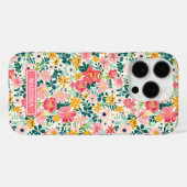 Korallenfarbene Ditsy-Blumen mit Monogramm Case-Mate iPhone Hülle (Rückseite (Horizontal))