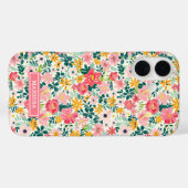 Korallenfarbene Ditsy-Blumen mit Monogramm Case-Mate iPhone Hülle (Rückseite (Horizontal))
