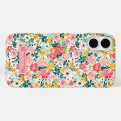 Korallenfarbene Ditsy-Blumen mit Monogramm Case-Mate iPhone Hülle (Rückseite (Horizontal))