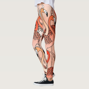 Korallenfarbene Flamingos Leggings