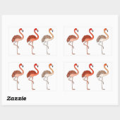 Korallenfarbene Flamingos Rechteckiger Aufkleber (Blatt)