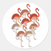 Korallenfarbene Flamingos Runder Aufkleber (Vorderseite)