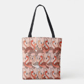 Korallenfarbene Flamingos Tasche (Rückseite)