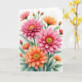 Korallenfarbene Geburtstagskarte Karte (Gelbe Blume)