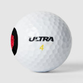 Korallenfarbene Rose auf schwarz Golfball (Logo)