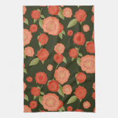 Korallenfarbenes Blume-Teetuch Geschirrtuch (Vertikal)