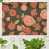 Korallenfarbenes Blume-Teetuch Geschirrtuch (Gefaltet)