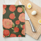 Korallenfarbenes Blume-Teetuch Geschirrtuch (Viertel Falte)