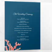 Korallenfarbenkunst Hochzeit Dreifach-gefaltete Programmkarte (Innen Erste Seite)