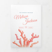 Korallenfarbenkunst Hochzeit Dreifach-gefaltete Programmkarte (Cover)