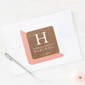 Korallenfarbsplit-Imitate Lederpflaster Quadratischer Aufkleber (Umschlag)