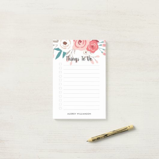 Korallenflora Personalisiert zu führen Post-it Klebezettel (Auf Schreibtisch)