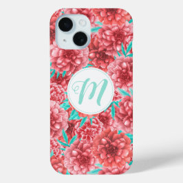 Korallenflorale Muster und Monogramm Case-Mate iPhone Hülle