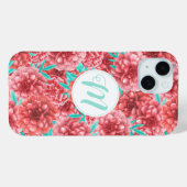 Korallenflorale Muster und Monogramm Case-Mate iPhone Hülle (Rückseite (Horizontal))