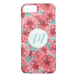 Korallenflorale Muster und Monogramm Case-Mate iPhone Hülle