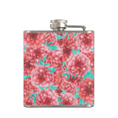 Korallenflorale Muster und Monogramm Flachmann (Rückseite)