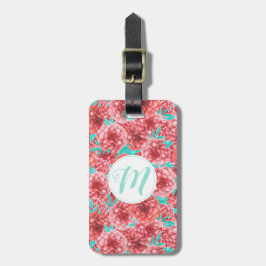 Korallenflorale Muster und Monogramm Gepäckanhänger
