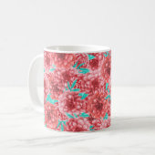 Korallenflorale Muster und Monogramm Kaffeetasse (Vorderseite Links)