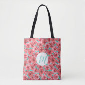 Korallenflorale Muster und Monogramm Tasche (Vorderseite)