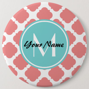 Korallenfolienprägung Maßgeschneidertes Monogramm Button