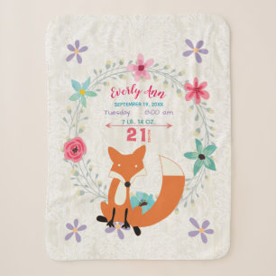 Korallenfuchs Baby Girl Stats Wasserfarbener Kranz Sherpadecke