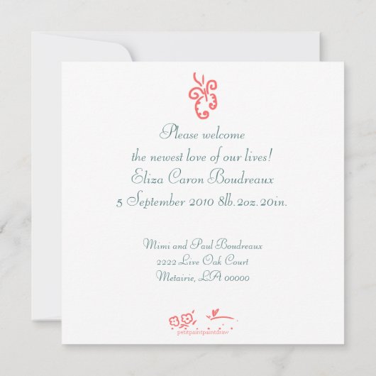 Korallengeburtsanktion Blume Ankündigung (Rückseite)