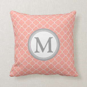 Korallengraue Kastenfolie Monogram dekoratives Kis Kissen