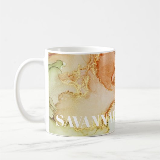 Korallengrüner Alkohol Tinte Tasse Kaffee (Links)