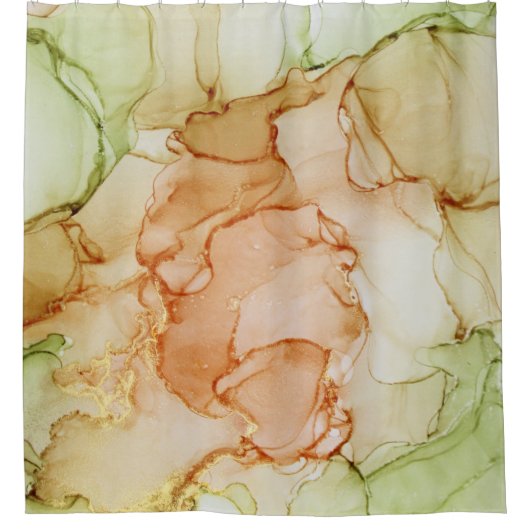 Korallengrüner Tone Abstrakt Duschvorhang (Vorderseite)