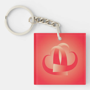 Korallenherzen umarmend schlüsselanhänger