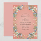 Korallenhochzeit im Frühling Einladung (Vorne/Hinten)