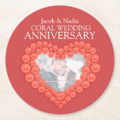 Korallenhochzeit Jubiläum Herz Foto Untersetzer (Vorderseite)