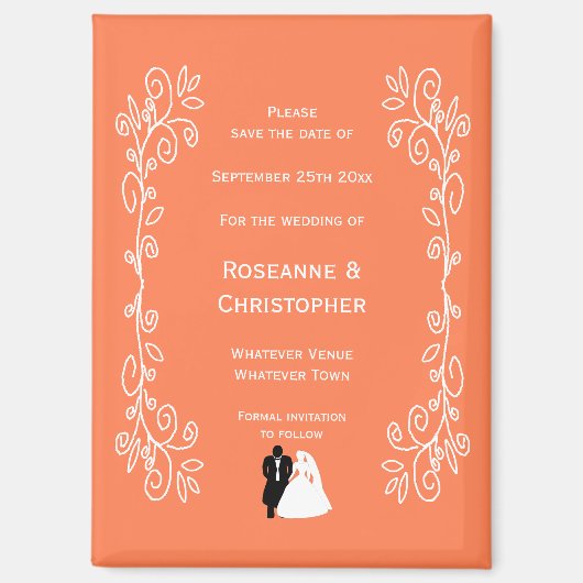 Korallenhochzeit rettet das Datum Magnet Braut (Vorderseite)