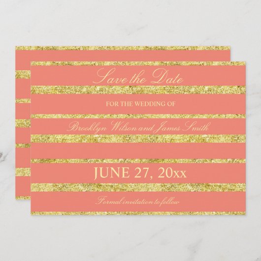 Korallenhochzeit speichert die Datumskarten mit Go Save The Date (Vorne/Hinten)