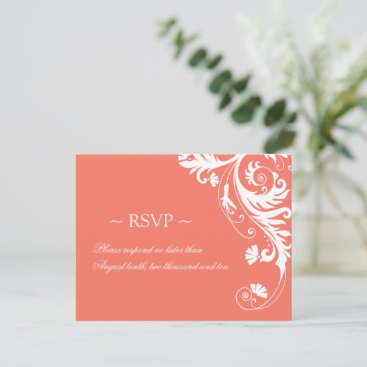 Korallenhochzeitskarten RSVP Karte (Stehend Vorderseite)