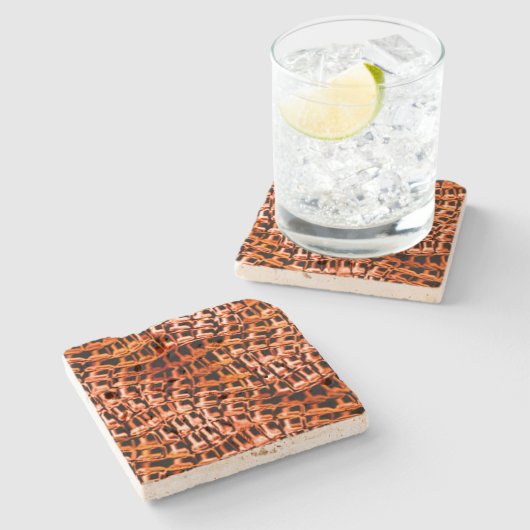 Korallenjute, rot und orange steinuntersetzer (Seitenansicht)