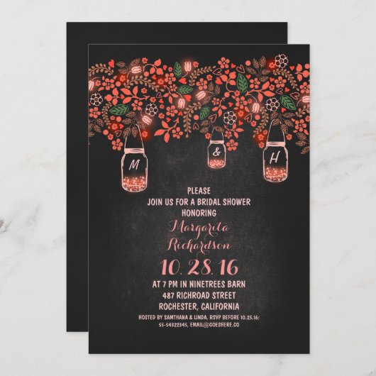 Korallenkalkplatten Brautparty Einladung (Vorne/Hinten)