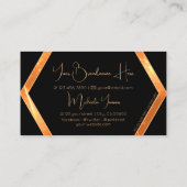 Korallenkoralle Schwarz Geometrie mit Monogramm Visitenkarte (Rückseite)