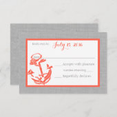 Korallenkoralle und Graue Antwortkarte RSVP Karte (Vorne/Hinten)