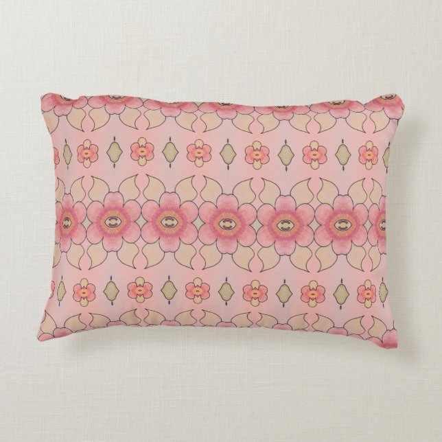 Korallenkoralle und Grün Dekokissen (Rückseite)